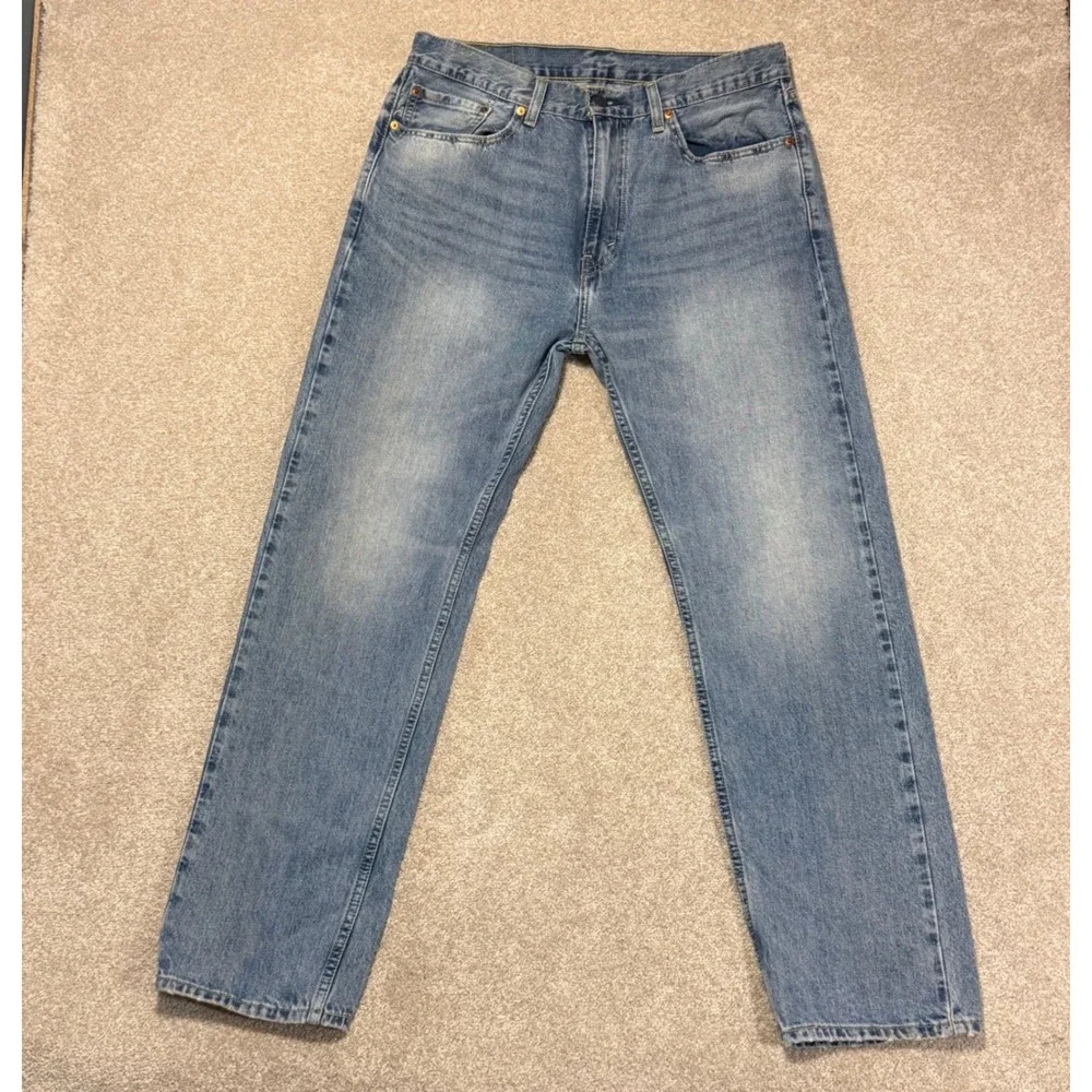 Levi's 505 Jeans Mens 36x32 Fits (34x31)‎ Blue Light Wash Straight Leg Denim